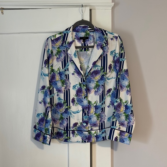 J. Crew Drapey button-up top in vintage floral stripe - Picture 3 of 11